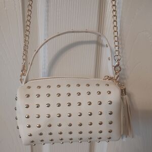 White Gold Studded Mini Handbag